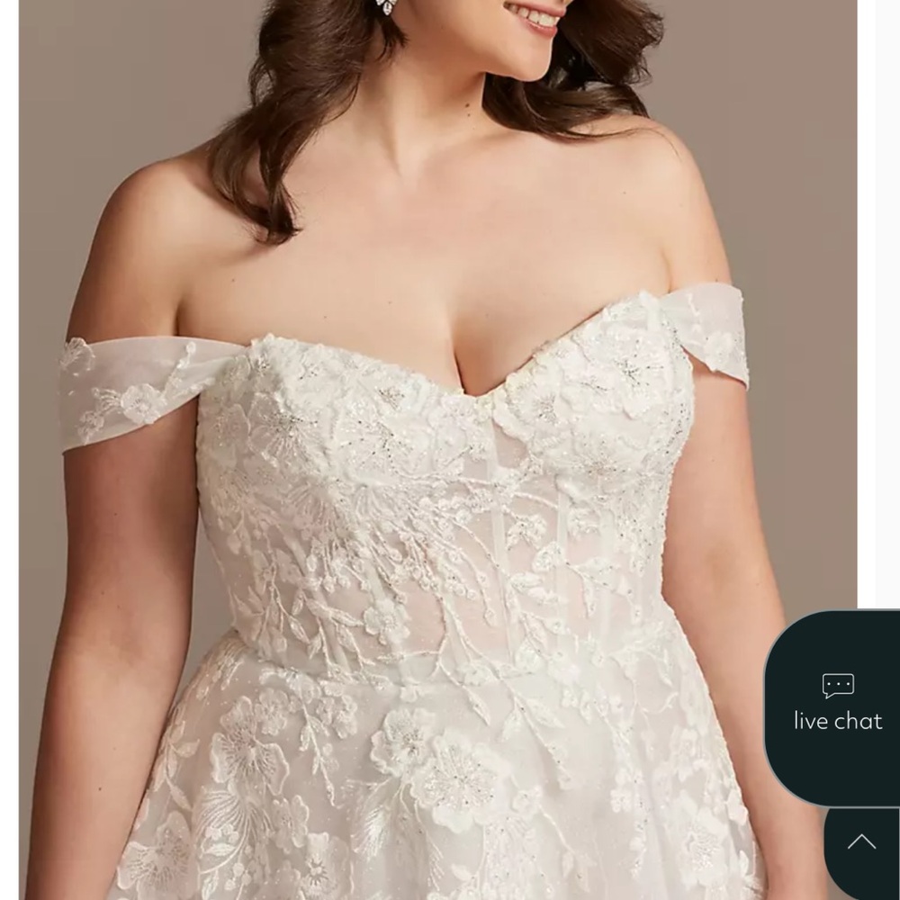 David's Bridal Ivory Floral Lace Gown